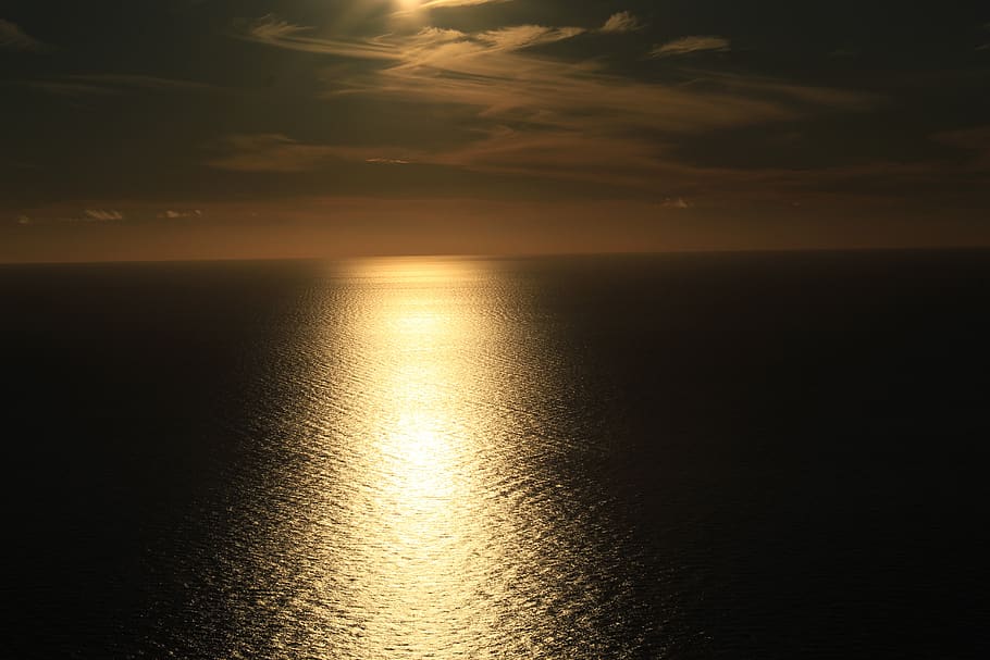 dusk, sunset, sky, evening, landscape, mood, water, nature HD wallpaper