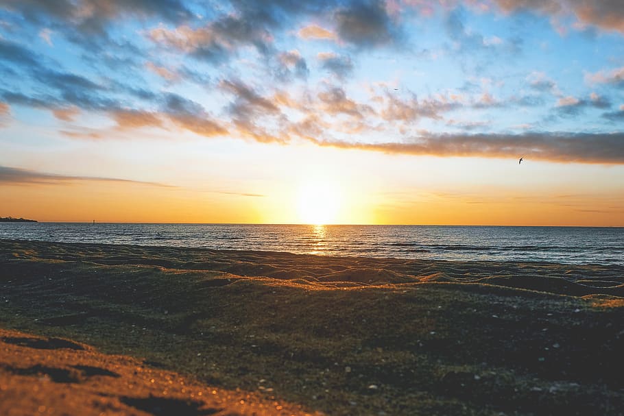 beach, sand, sunset, sandbeach, sky, sea, water, scenics - nature HD wallpaper