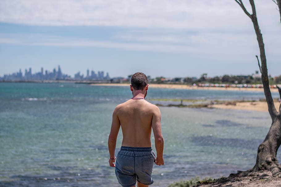 boy, beach, ocean, summer, young, water, sea, handsome, sand HD wallpaper