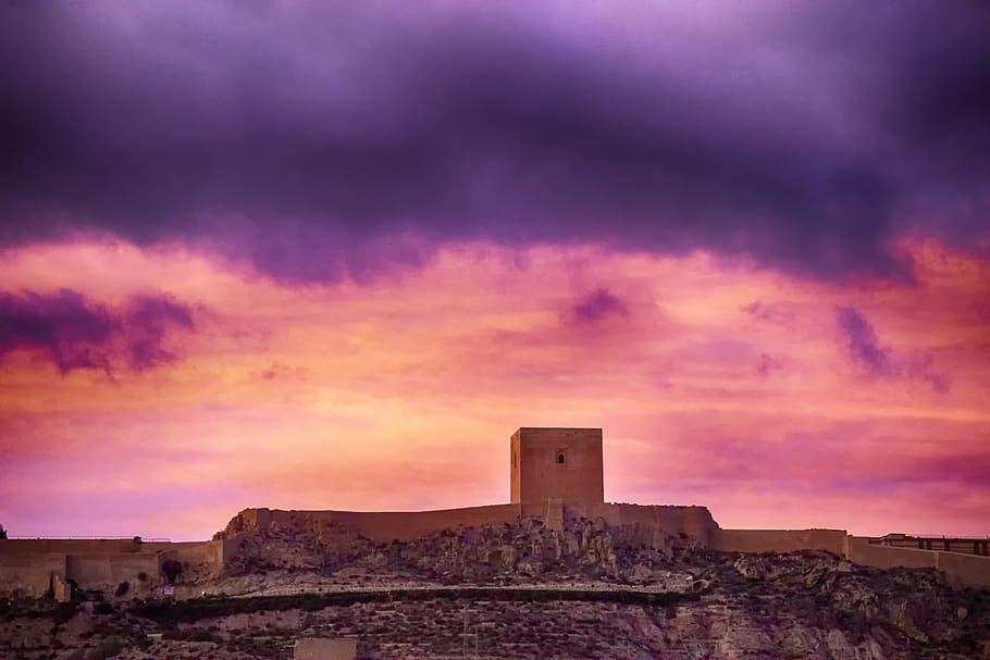sky, castle, clouds, sunset, architecture, fortress, built structure HD wallpaper