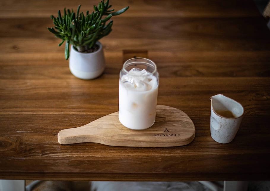 milk in jar on table, wood - material, food and drink, indoors HD wallpaper