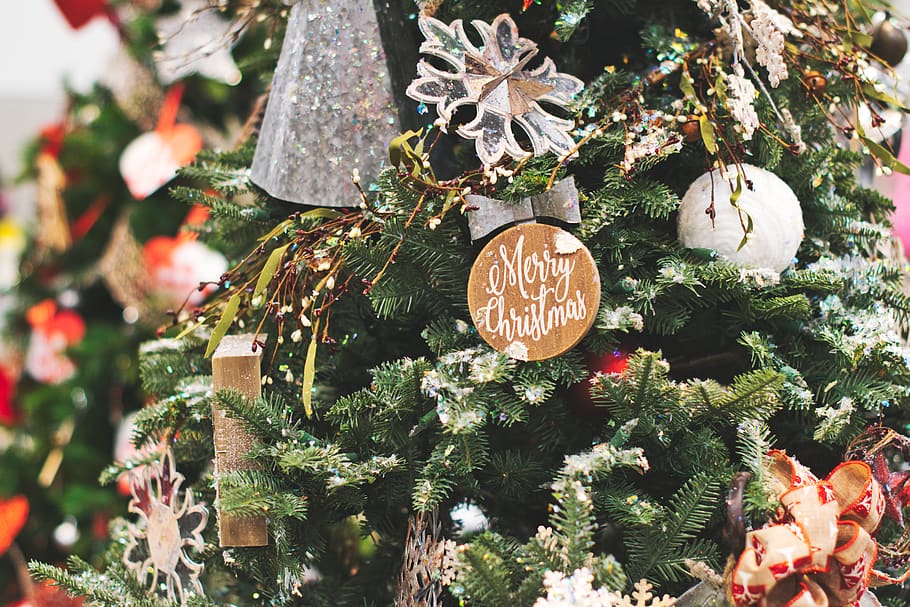 Close-Up Photo of Christmas Tree, blur, celebration, christmas ball