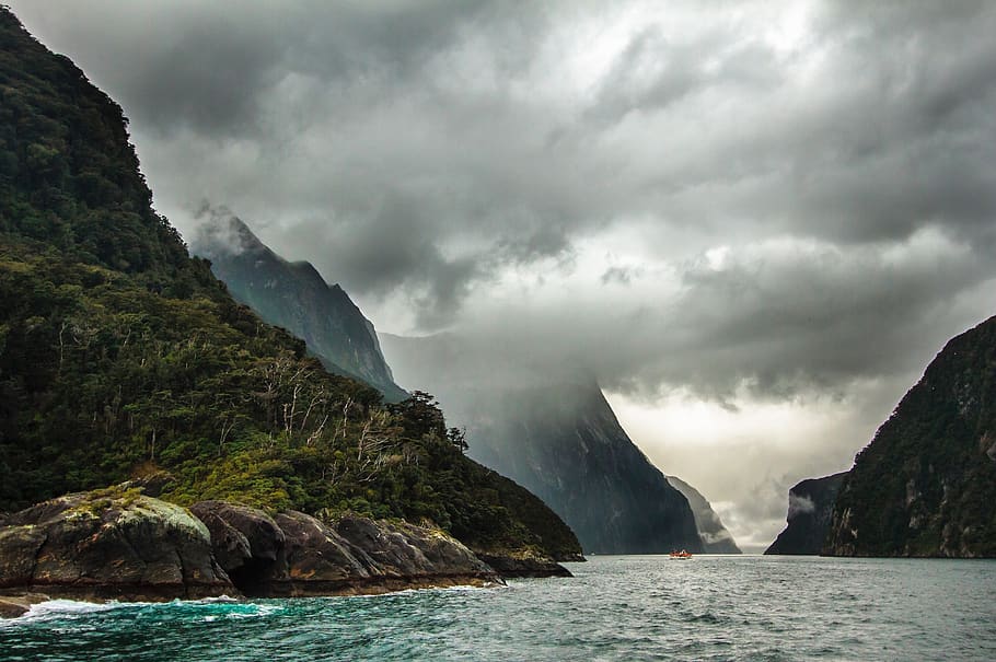 mountain, highland, dark, clouds, sky, summit, ridge, landscape HD wallpaper