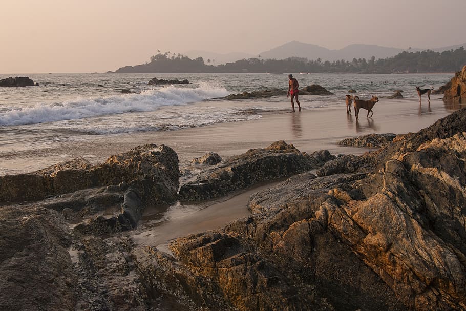 india, patnem beach, water, sea, rock, rock - object, land HD wallpaper
