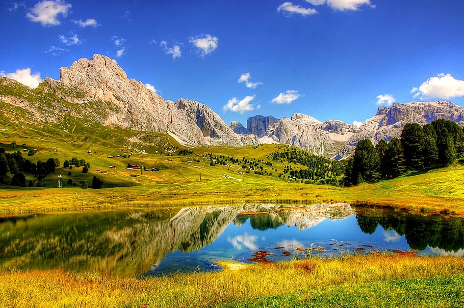 lake, river, water, flow, nature, landscape, range, dolmites HD wallpaper