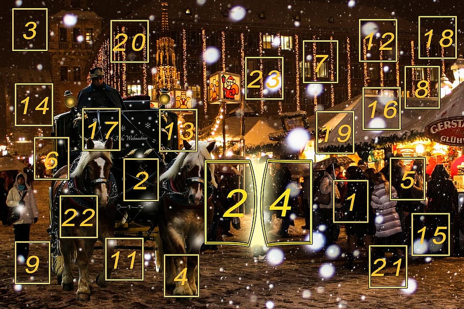 calendar, advent, winter, town, christmas, market, human, activity HD wallpaper