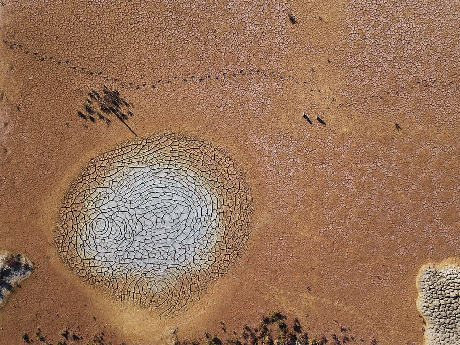 aerial photography of land, landscape, earth, dry, sand, desert HD wallpaper