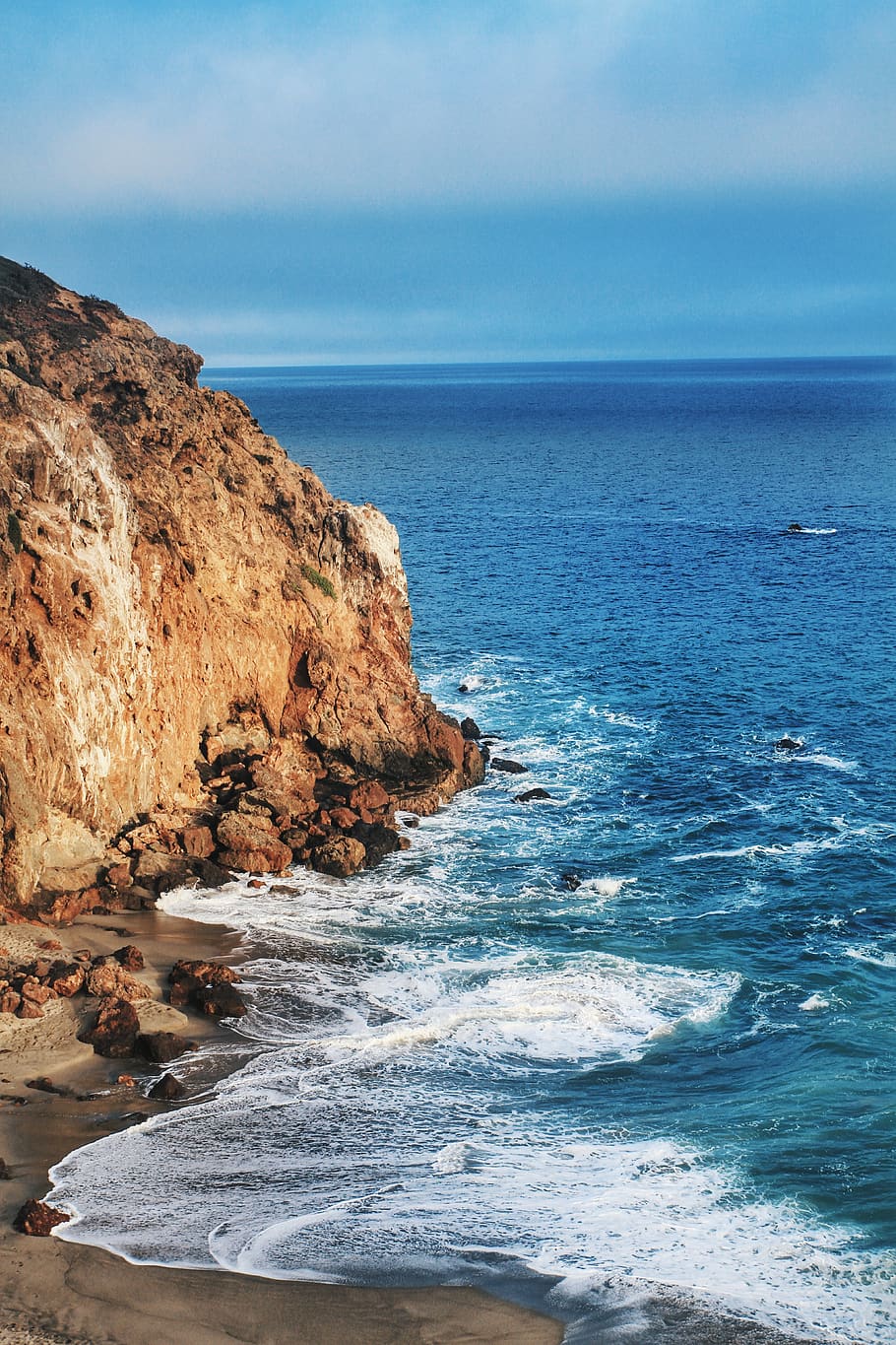 malibu, united states, beach, ocean, cliff, california, sea, HD wallpaper