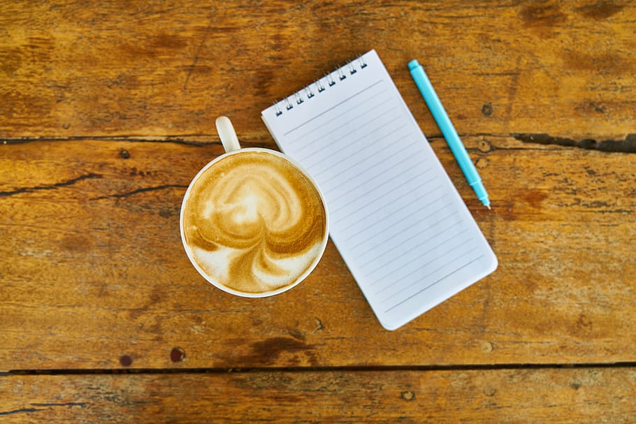 coffee, note, notebook, pen, the work, course, office, morning HD wallpaper