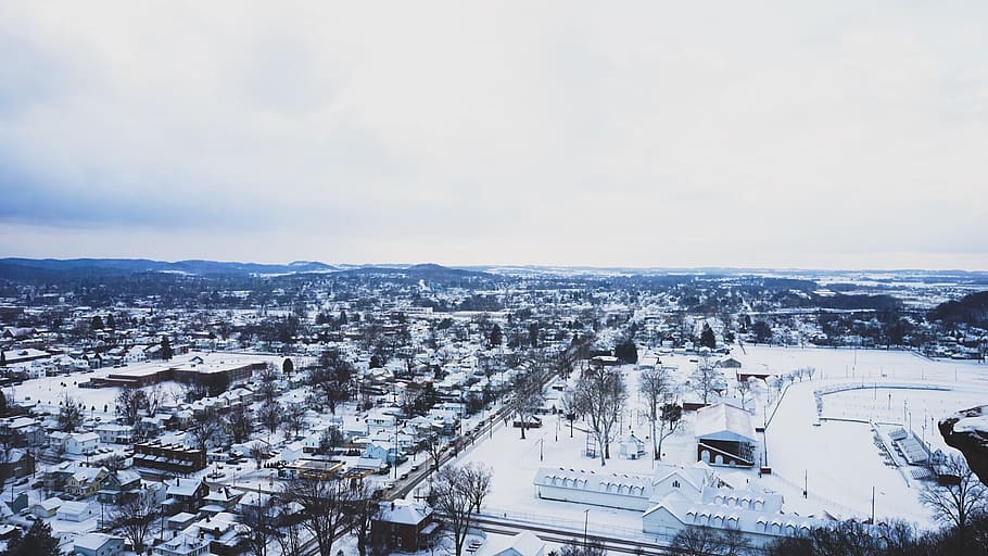 town, ohio, winter, cold temperature, snow, city, architecture HD wallpaper