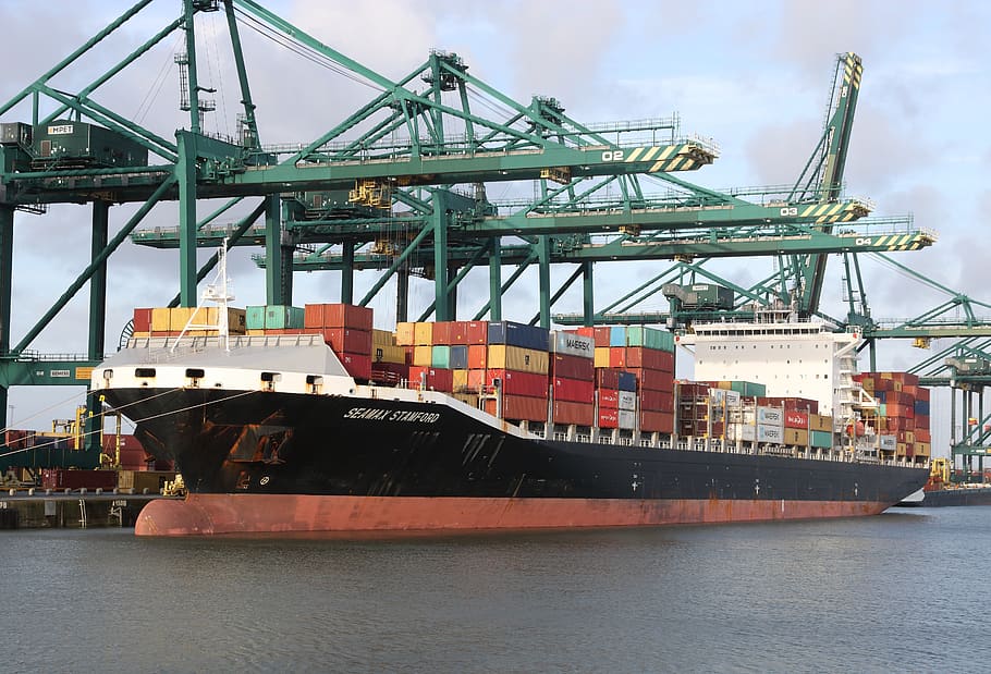 begium, antwerp, harbor, container, ship, cranes, shipment HD wallpaper