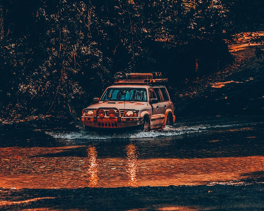 gray vehicle on river, transportation, boat, cape tribulation HD wallpaper