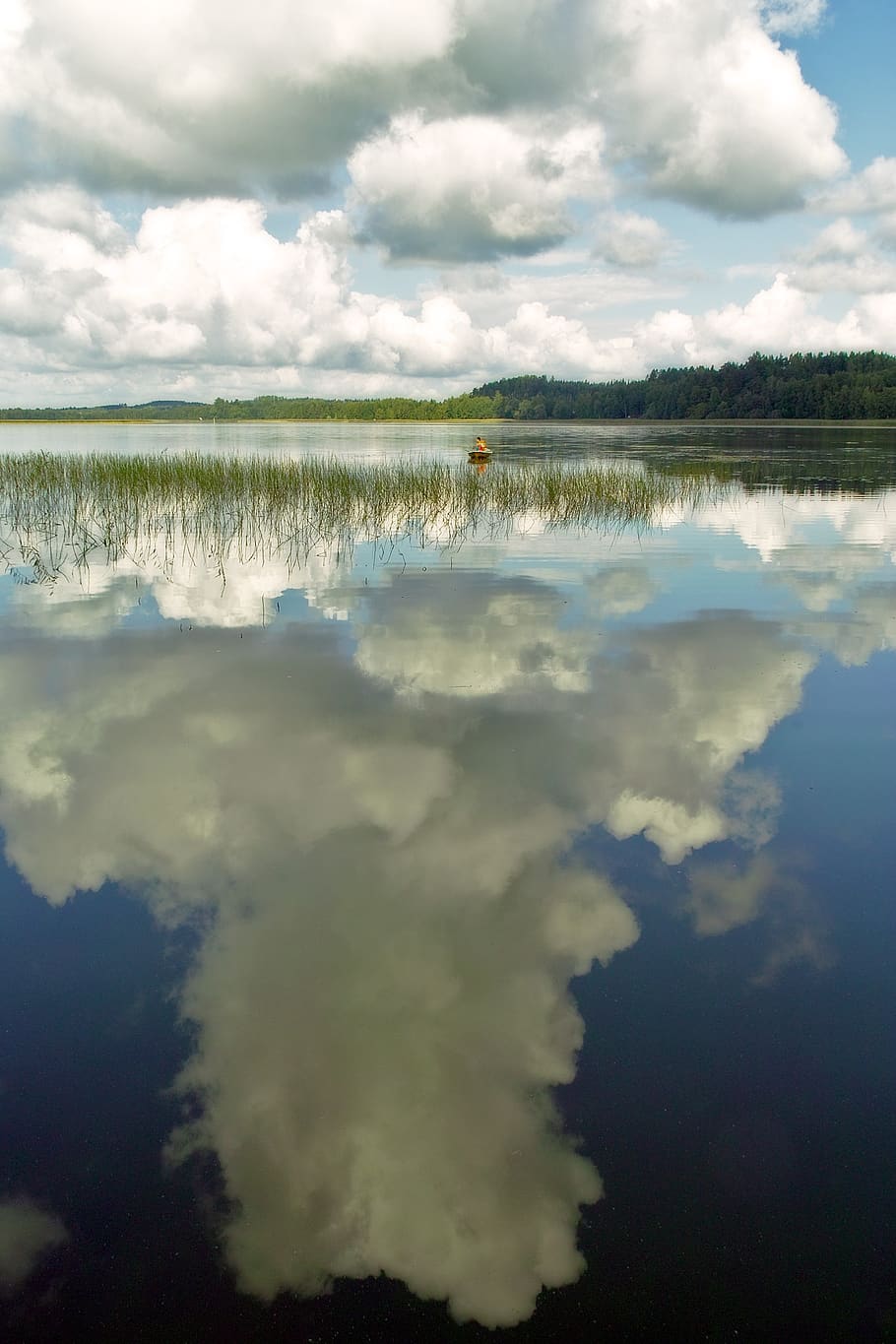 lake, mirroring, cloud, nature, waters, reflection, deep, sky HD wallpaper