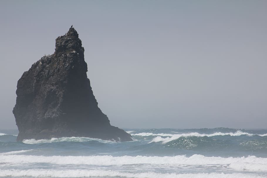 cannon beach, waves, pacific, sea, water, rock, beauty in nature HD wallpaper