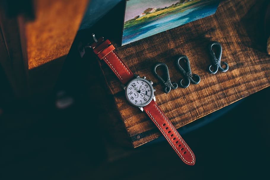 watch beside hooks, indoors, still life, no people, high angle view HD wallpaper