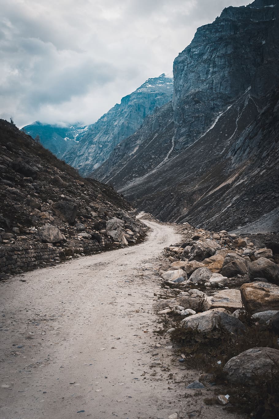 gray pathway, mountain, sky, cloud - sky, rock, scenics - nature HD wallpaper
