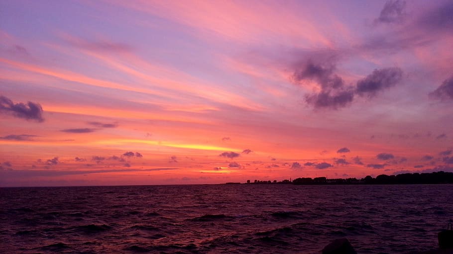 sea, sky, water, clouds, twilight, nature, landscape, wave HD wallpaper