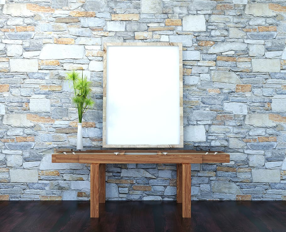 interior, poster, mockup, wall, presentation, desk, template HD wallpaper