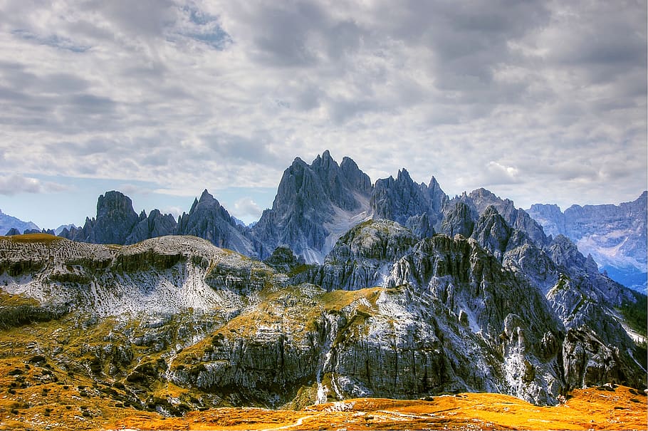Landscape Photograph of Mountain Ranges, adventure, climb, clouds HD wallpaper