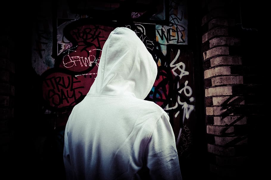 HD wallpaper: hoodie., man, grafiti, dark, mysterious, street, street art |  Wallpaper Flare