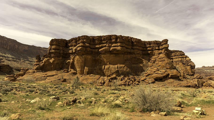 brown rock formation, nature, outdoors, mesa, archaeology, canyon, HD wallpaper