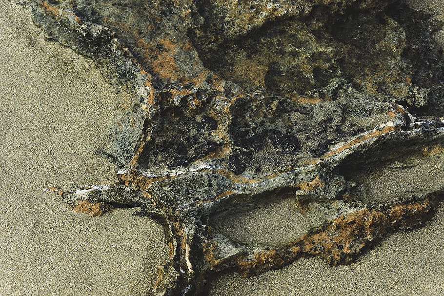 gray stone fragment, sand, rock, greece, malia, outdoors, texture HD wallpaper