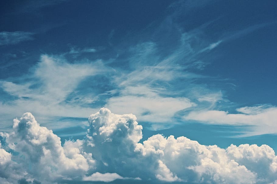 white clouds under blue sky at daytime, cloud - sky, beauty in nature HD wallpaper