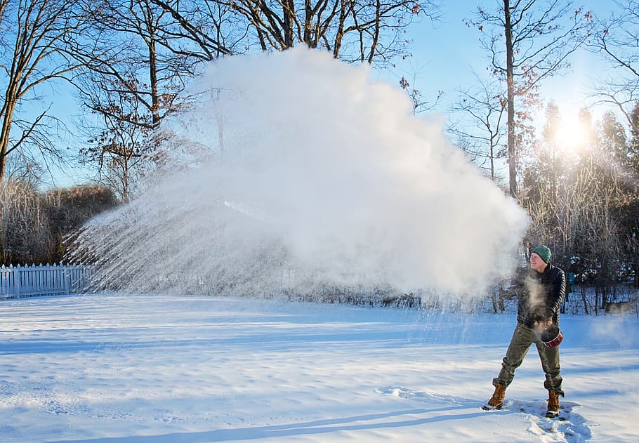 mpemba effect, winter, snow, cold, frost, frozen, throwing water HD wallpaper