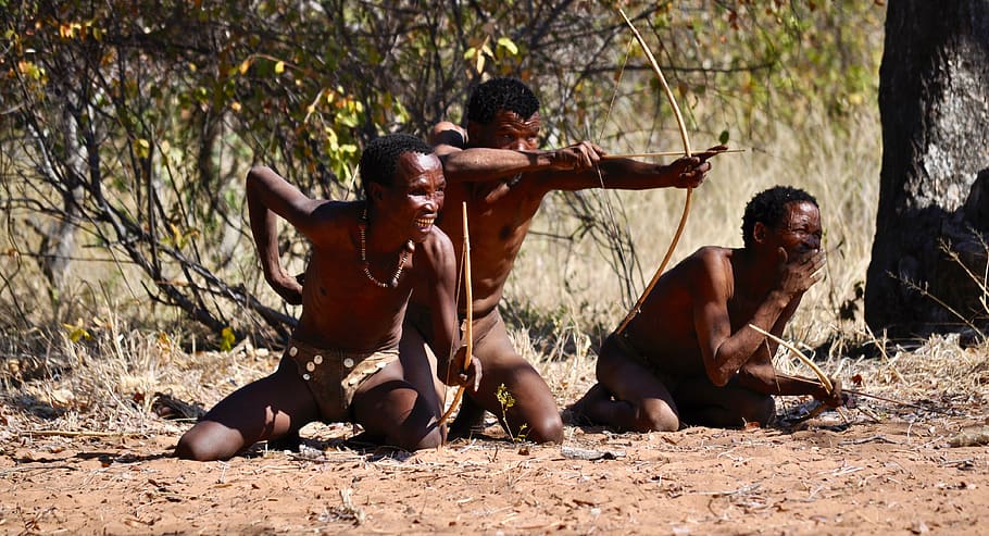 namibia, sans, land, shirtless, men, full length, nature, day HD wallpaper