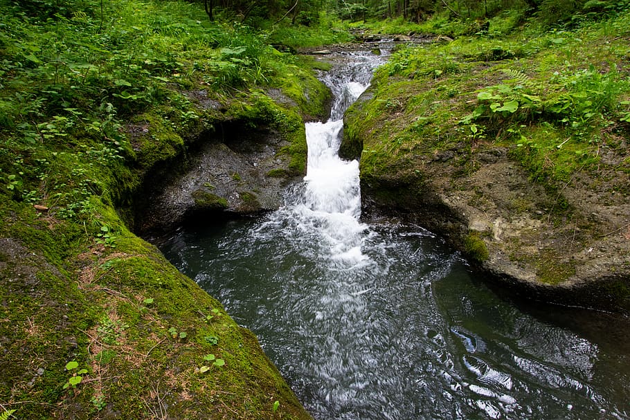 czechia, water, beauty in nature, motion, flowing water, rock HD wallpaper