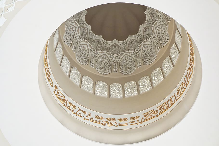 white painted wall, architecture, dome, building, abu dhabi, sheikh zayed mosque HD wallpaper