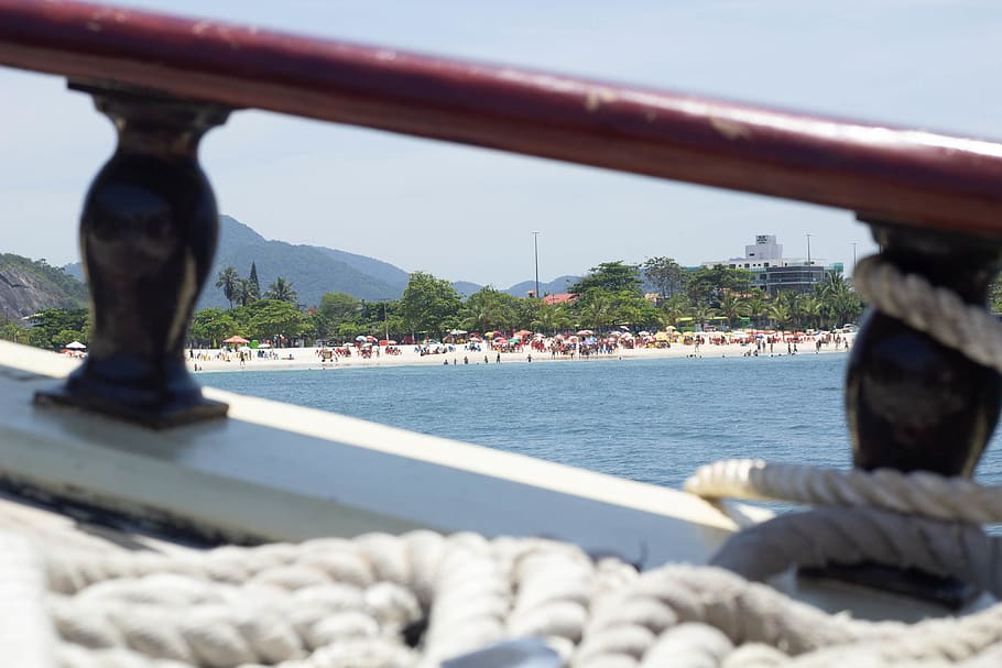 handrail, banister, railing, boat, water, rio de janeiro, niterói HD wallpaper