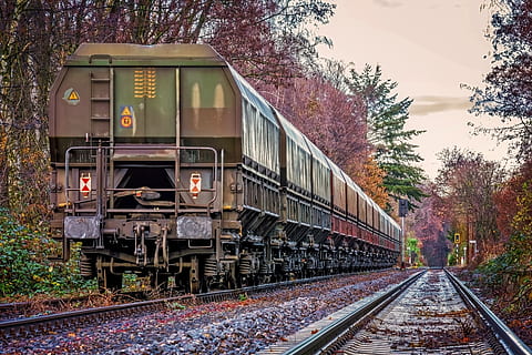 wagon, train, track, siding, railway, transport, freight train HD wallpaper