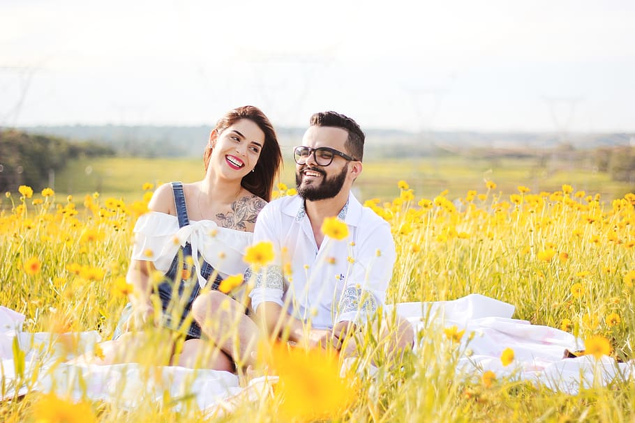 men's white collared top, person, face, human, field, grassland HD wallpaper
