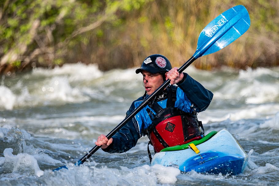 Man Water Rafting, adventure, canoe, fun, kayak, leisure, paddle HD wallpaper
