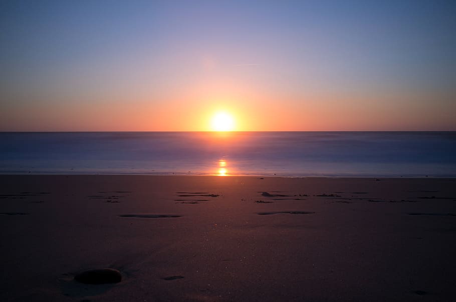 sun, sky, sea, beach, water, sunset, horizon over water, scenics - nature HD wallpaper