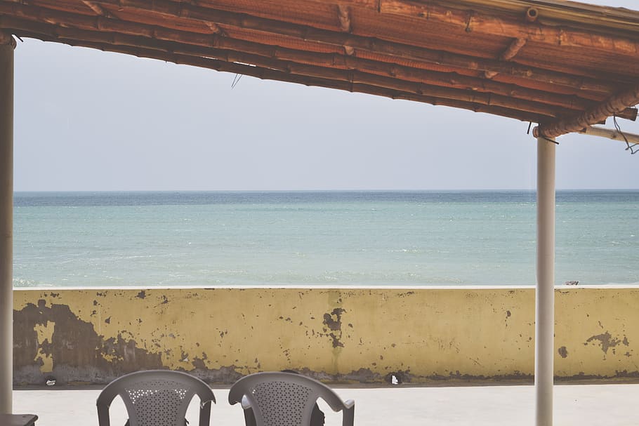 pakistan, hawke's bay, matte, blue, ocean, ocean view, beach, HD wallpaper