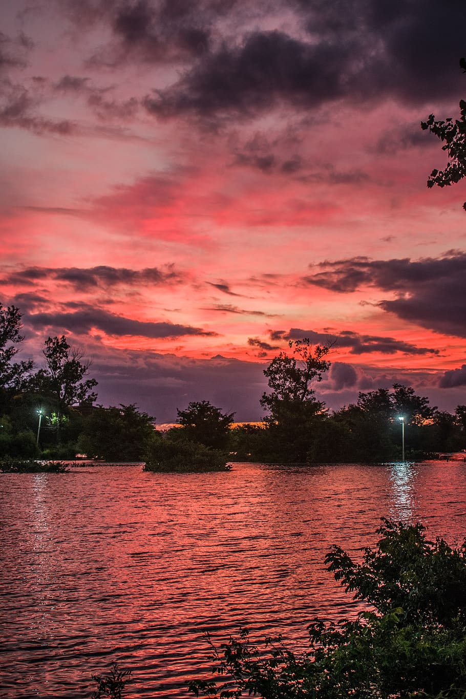 landscape, sunset, clouds, sky, nature, light, horizon, darkness HD wallpaper