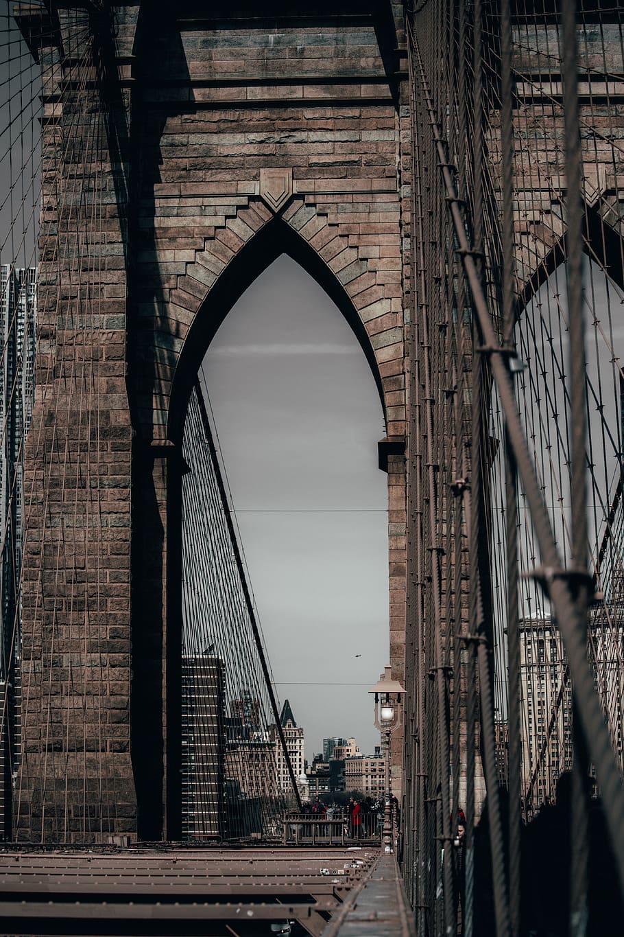 brown suspension bridge, architecture, building, arched, human HD wallpaper