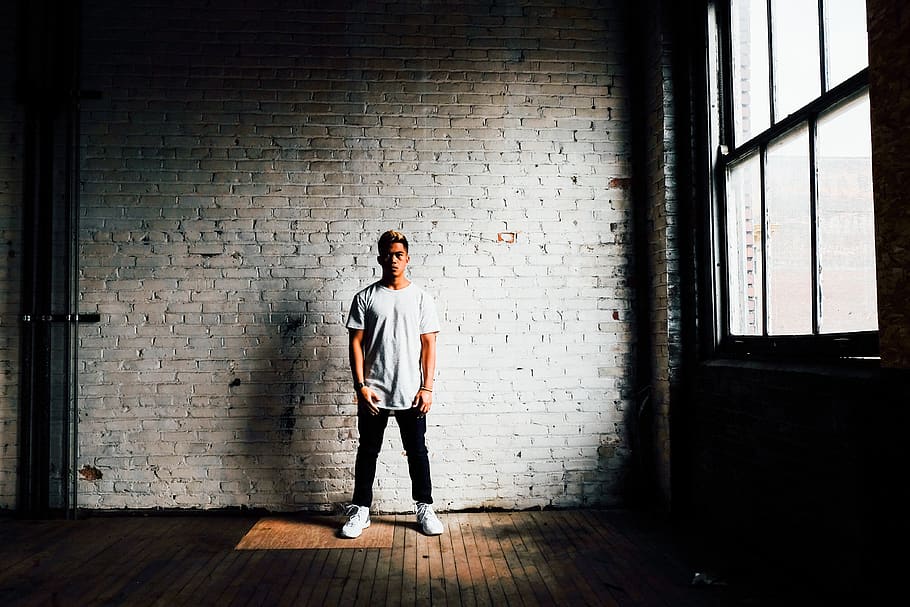 dark, room, building, wall, window, people, guy, man, alone HD wallpaper