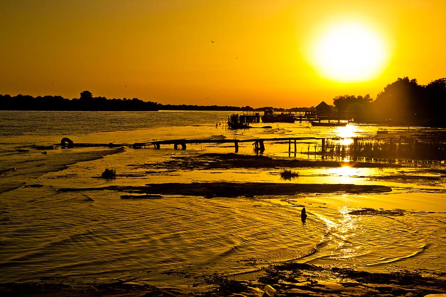 romania, tulcea, delta dunarii, bridge, water, landscape, danube, HD wallpaper