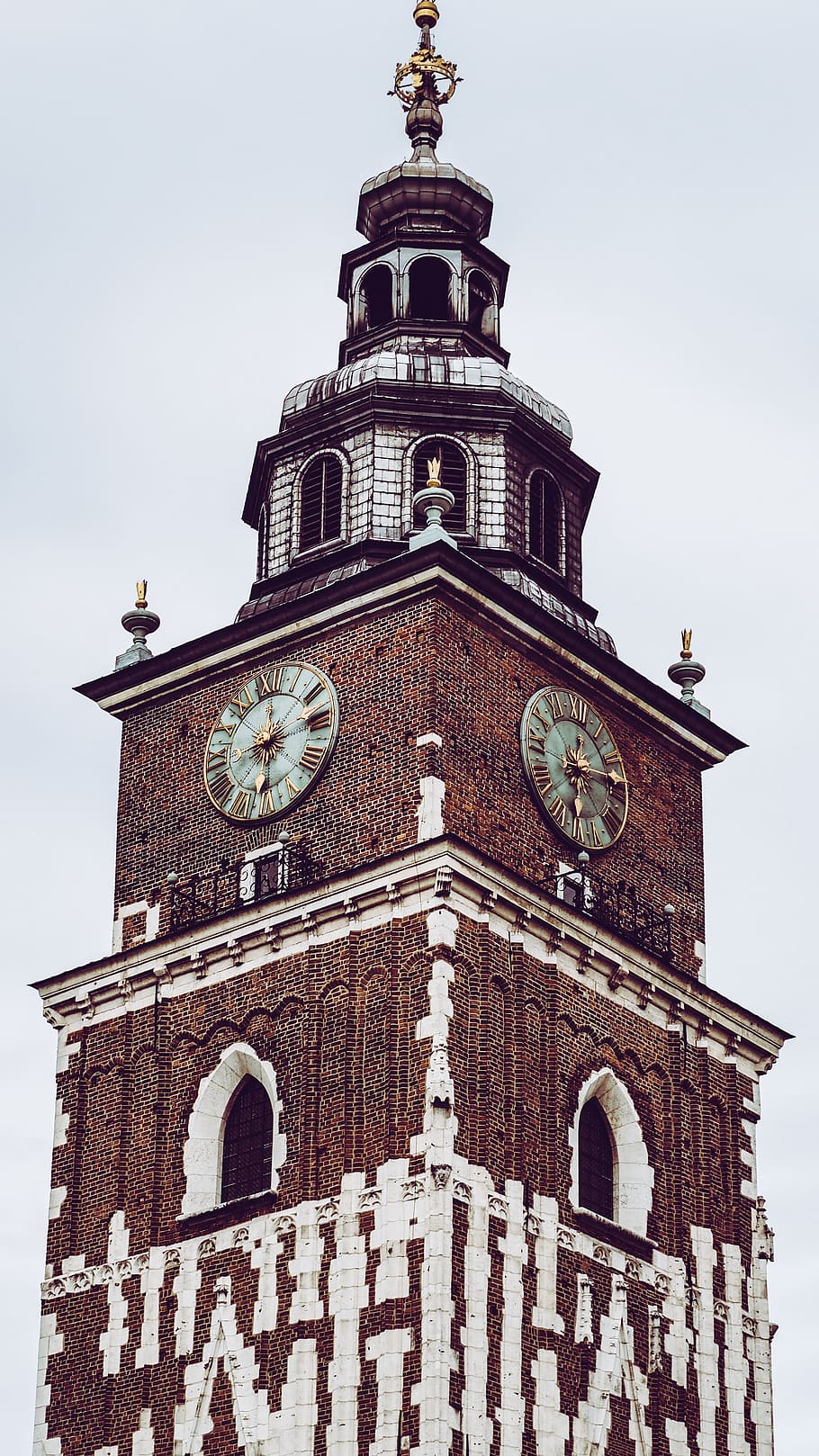 poland, kraków, old, clock, time, architecture, tower, white HD wallpaper