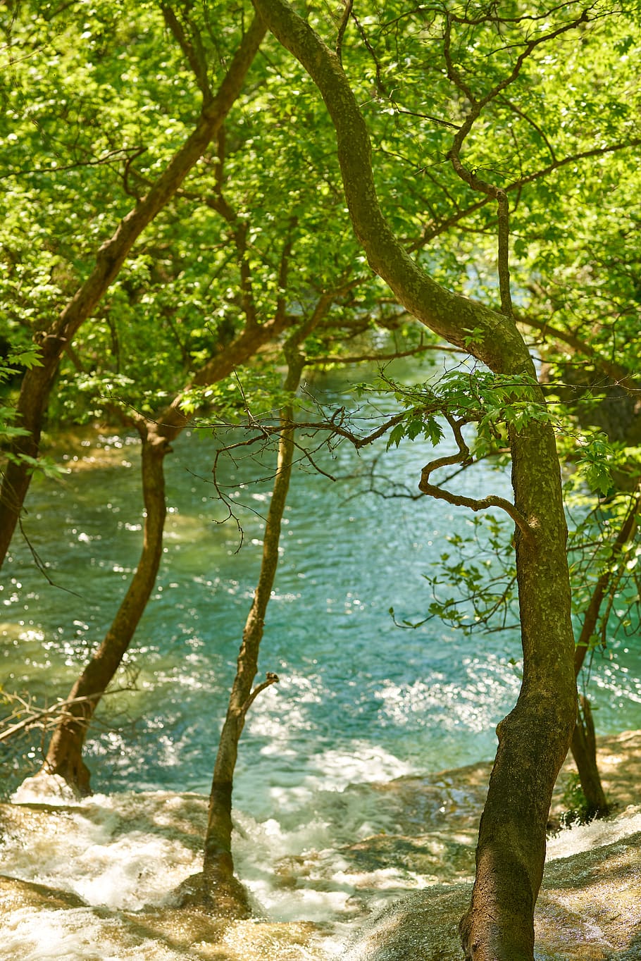nature, waterfall, rocks, green, beautiful, landscape, dd, river HD wallpaper