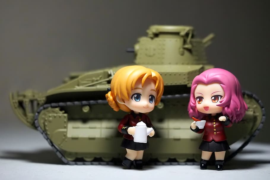 girls, and, panzer, toy, figurine, small, cute, japanese, anime, HD wallpaper