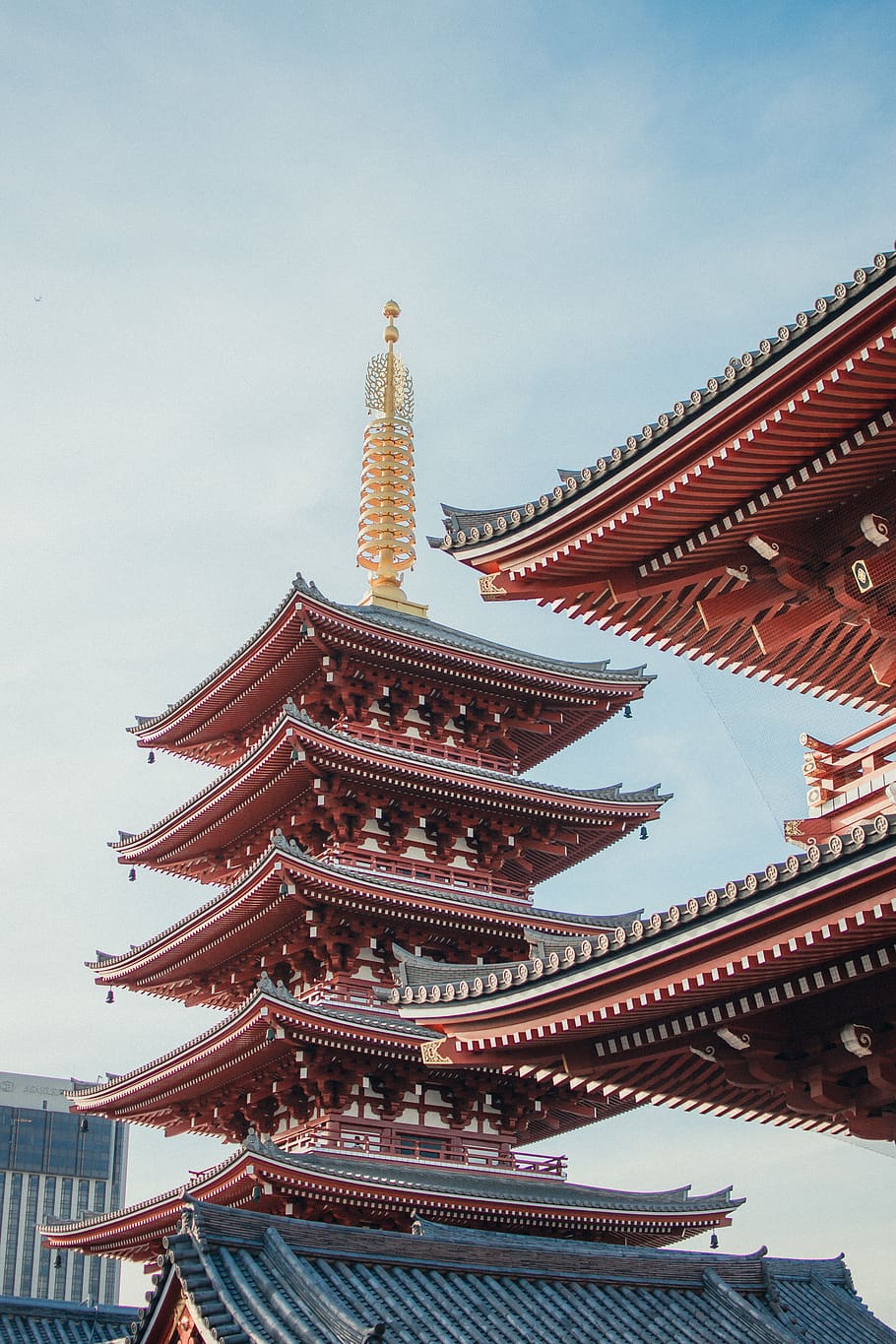 brown temple under blue sky, pagoda, worship, architecture, building HD wallpaper