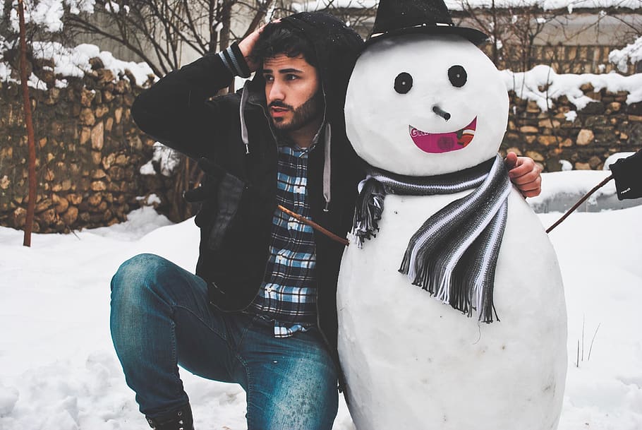 kurdish, snowman, cold temperature, winter, real people, looking at camera HD wallpaper
