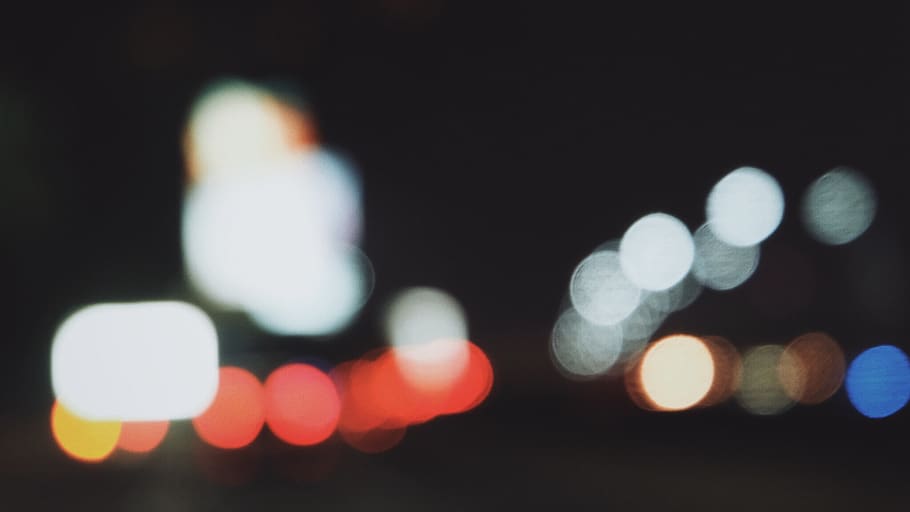 bokeh, light, car, drive, defocused, illuminated, night, transportation HD wallpaper