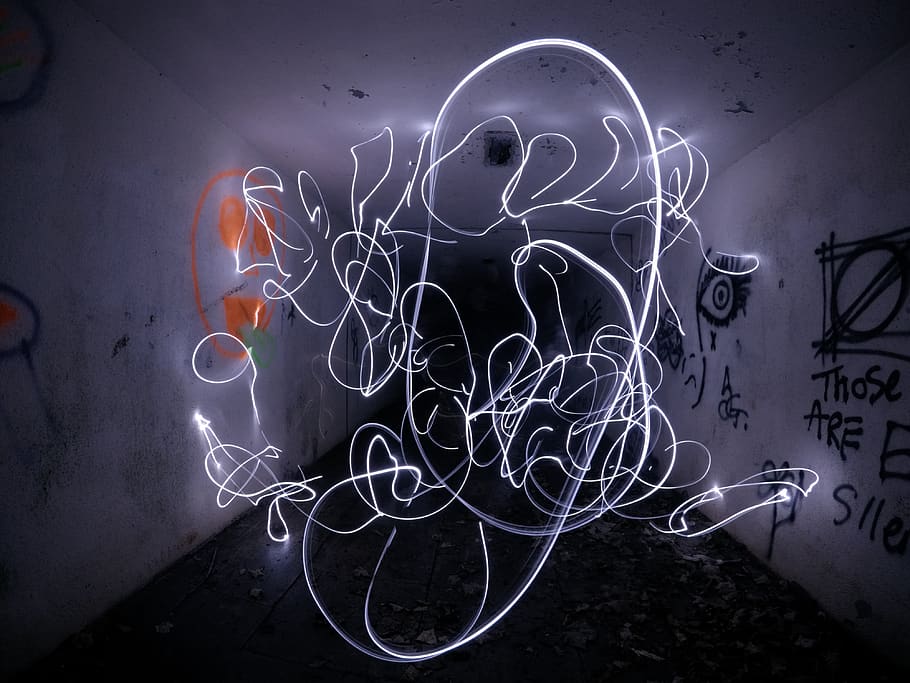 white LED lights, neon, lighting, art, graphics, grey, bicycle HD wallpaper