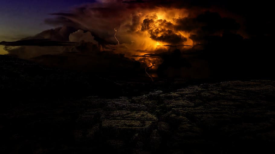 storm, lightning, weather, thunderstorm, clouds, night, sky HD wallpaper