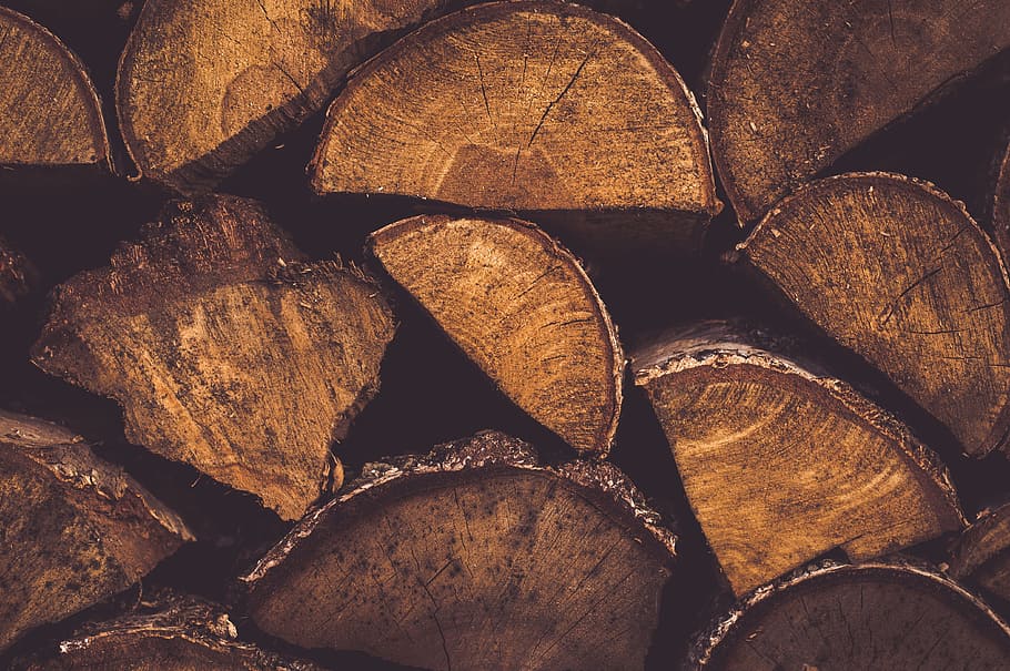 Pile of Wood Logs, close-up, firewood, pattern, rough, shape HD wallpaper